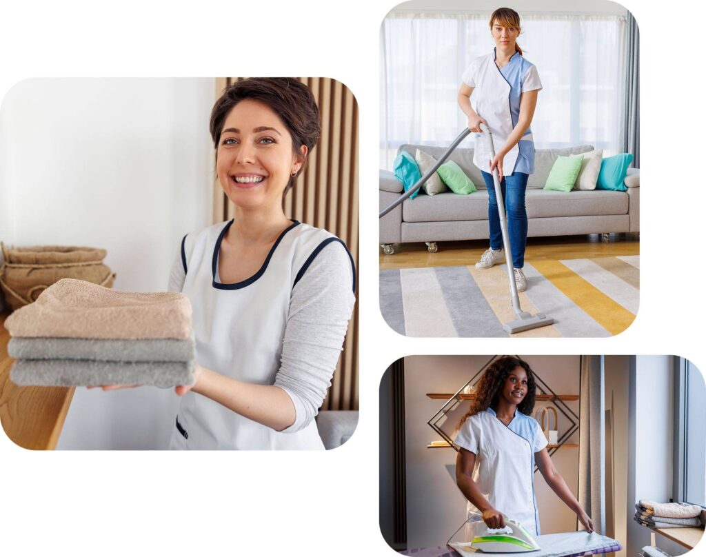 Cleaning maids three images